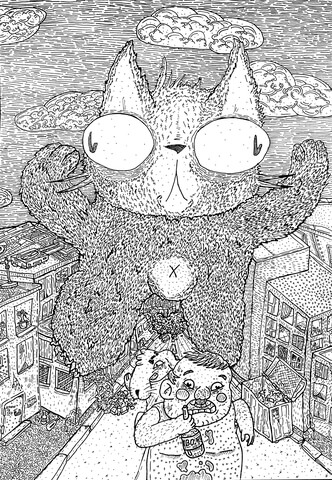 Catzilla By Kris Man Coloring Page